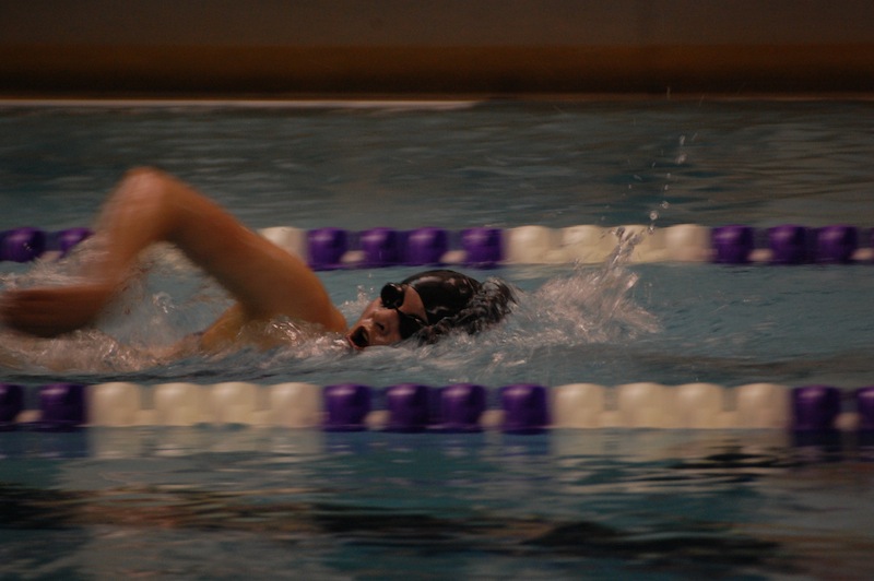 Freshman Maggie Lingner swims the 500 Freestyle race Nov. 7.