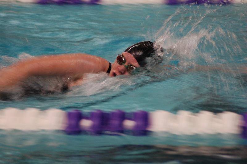 Senior+captain+Gillian+McCuistion+swims+in+the+500+Freestyle+Nov.+7+at+St.+Catherin+University+in+the+class+6A+preliminary+sections.