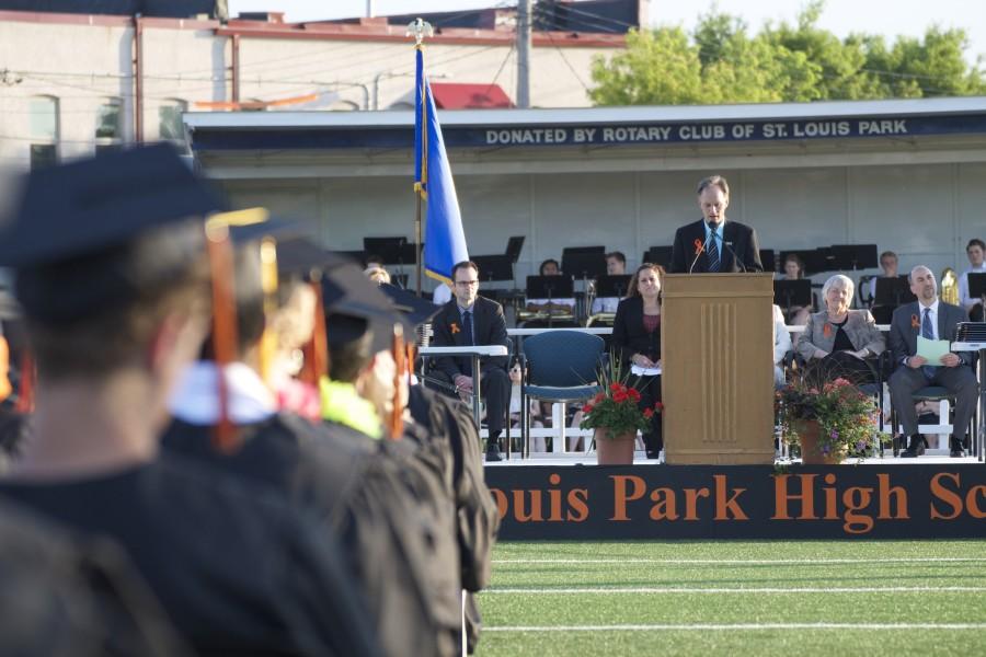 Superintendent Robert Metz reflects on the year and his experience in the St. Louis Park community in his speech at the graduation ceremony.