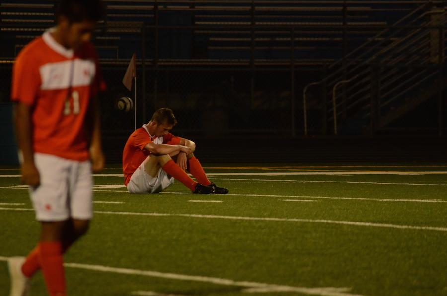 Junior Max Kent shows his disappointment after Parks 2-4 loss to Wayzata on Oct. 14 during section finals.