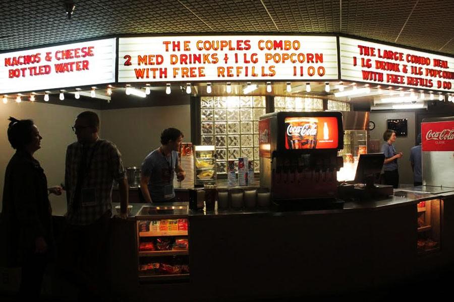 Cinema snacks:
Viewers stop by theater concessions before attending a screening.