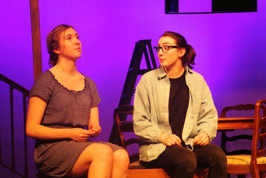 Sophomores Sydney Hall and Audrey Scalici play two mothers in Grovers Corners, the small town in the play Our Town.