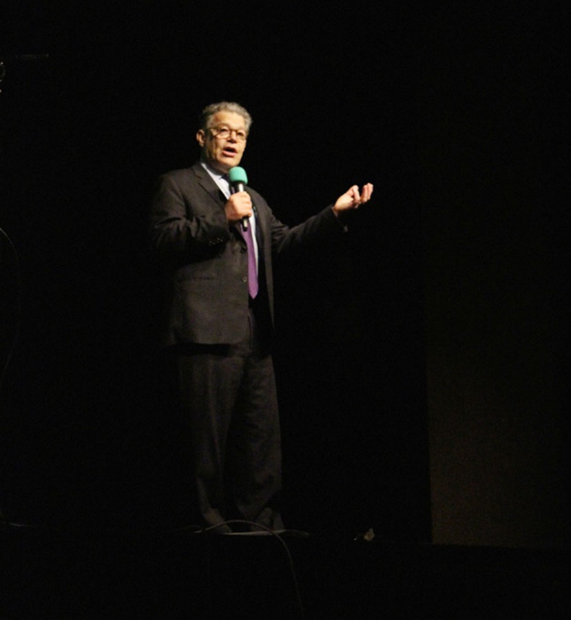 During his speech, Al Franken discussed the issues of the No Child Left Behind Act.