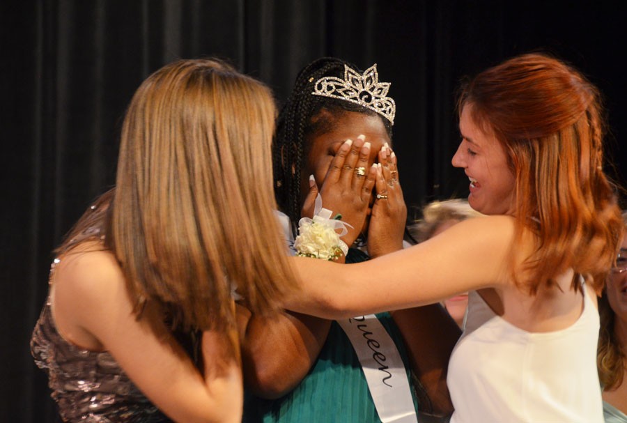 Senior Zoya Block cries out of excitement after hearing her name called for Homecoming queen Sept. 30.