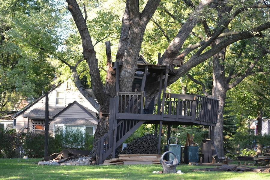 Knocked down: Because of safety and zoning concerns, the city ordered Tucker to take down his tree house in August.