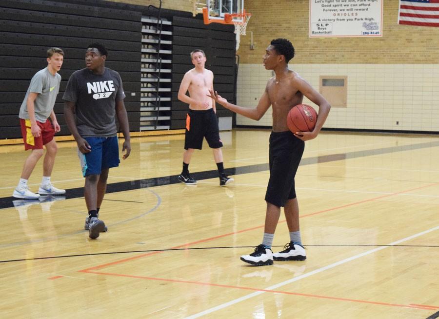 Sophomore Cire Mayfield holds the basketball during open gym Nov. 2.