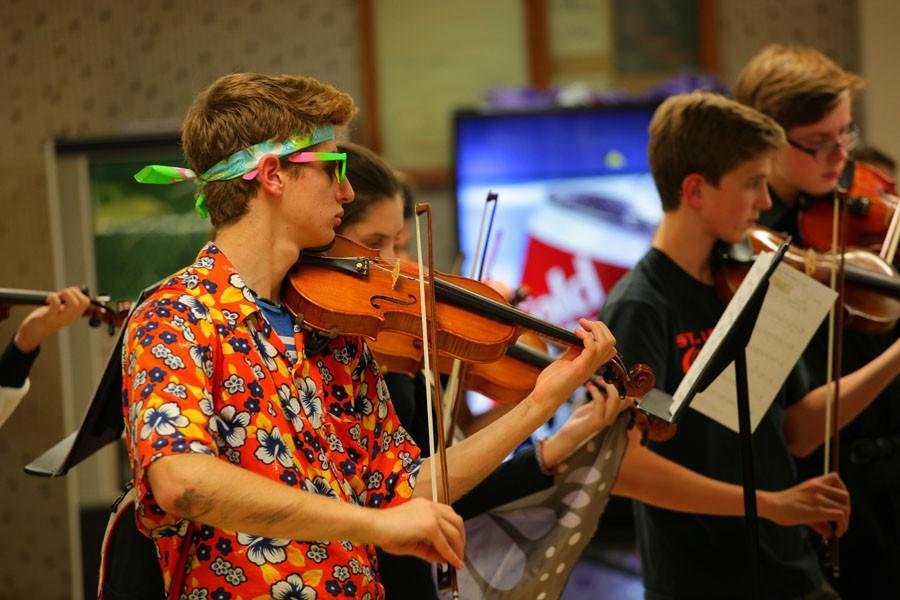 Sophomore Lukas Wrede dresses up tropical themed for Orchestras Halloween concert Oct. 29, 2015