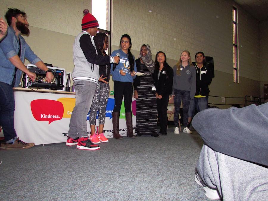 Upperclassmen teach freshmen about respect using a skit they put together at the retreat Nov. 20. Youth Frontiers hosted the retreat.