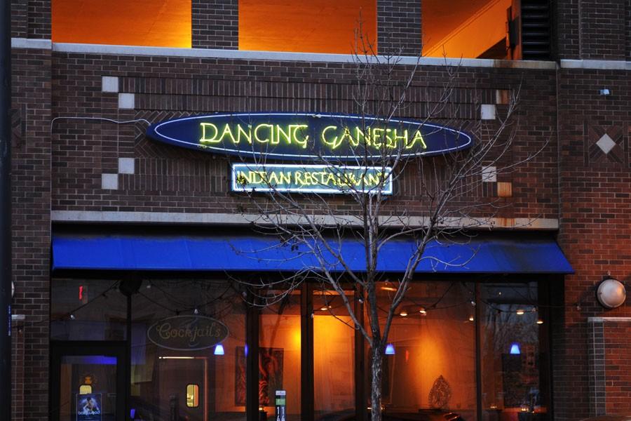 In downtown Minneapolis, Dancing Ganesha provides customers with a vibrantly colored environment and serves a variety of contemporary Indian food.