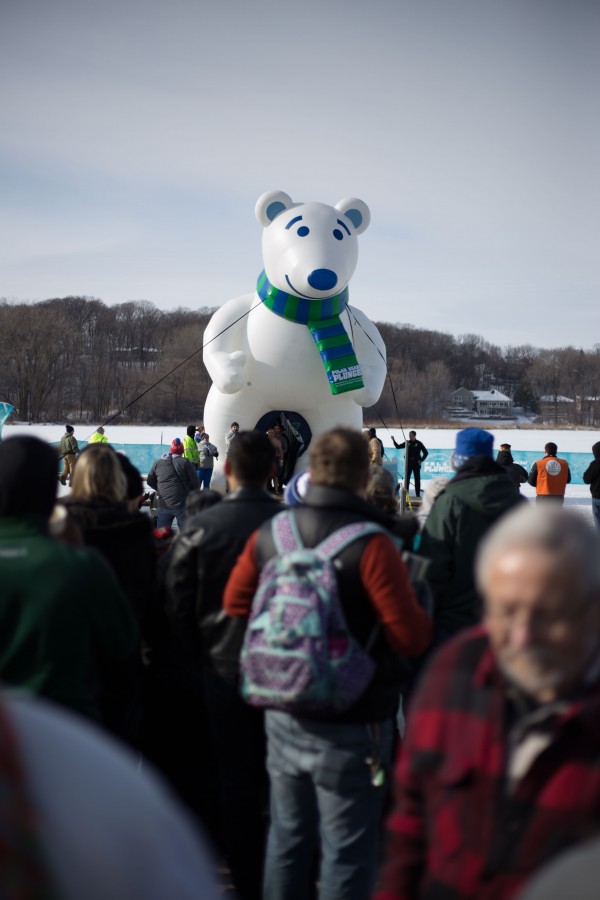 Taking the plunge: Minnesotans bravely lining up to jump in the frigid water at the Polar Plunge, 2/6