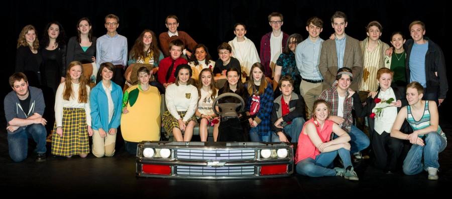 The cast of Marcus is Walking poses for a photo after a show. Senior Ethan Fogel, first row on the far left, said he has participated in a number of school theatre productions.