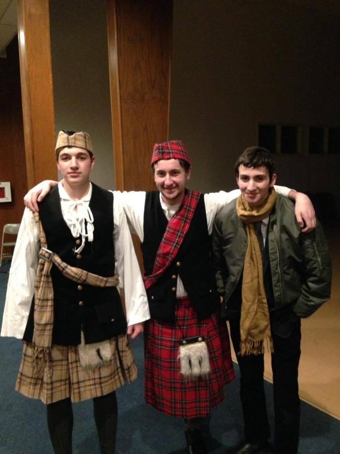 Senior Ben Freund (center) celebrates the Jewish holiday of Purim March 23 by dressing up in costume with friends.