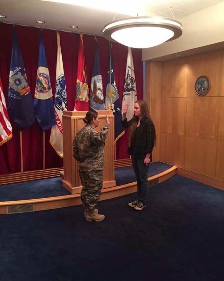 Junior Haley Kirchner getting sworn into the U.S. Marine Corps.  Photo used with written permission from Haley Kirchner. 