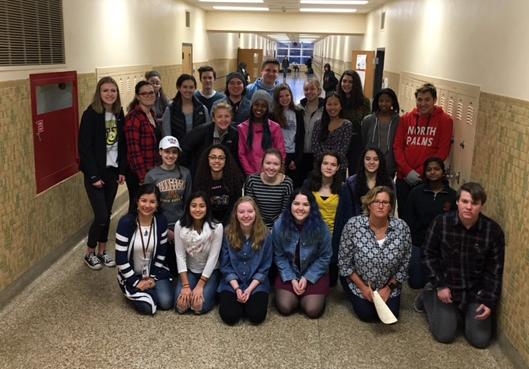 Spanish students embarking on the Spain trip take
a group picture for their GoFundMe account last winter.