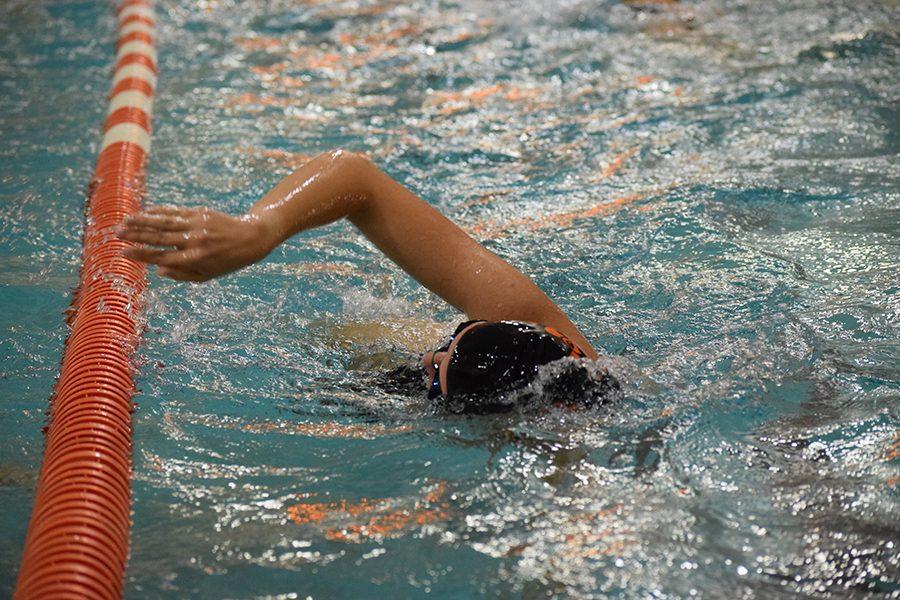 Slp girls swimmer does her freestyle before her meet against Richfield on August 29.