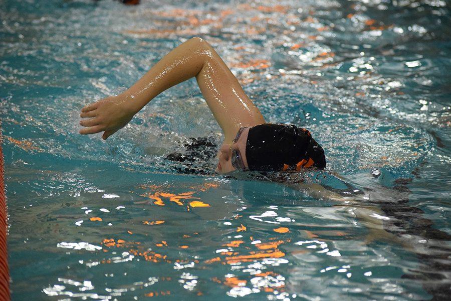 Park swimmer Nicole Sanford does the freestyle at her meet against Richfield.