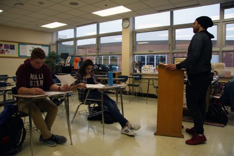 Members of Debate team meet after school to discuss this past weekends tournament. Junior Benjamin Dodge placed second in the tournament. 
