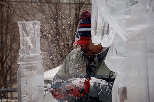 An artist works on his ice sculpture at the 2017 St. Paul Winter Carnival. The Carnival is located at Rice Park in St. Paul. 