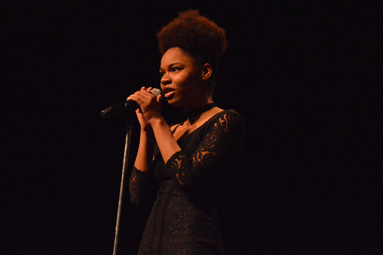 Senior Samara Ray performs a song at the Multicultural Show March 10.  