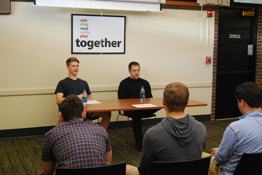 Aaron Kardell, founder and CEO of HomeSpotter, addresses a group of students at the first TILE meeting. The meeting took place 7 p.m. Tuesday, May 23 at the St. Louis Park Library.
