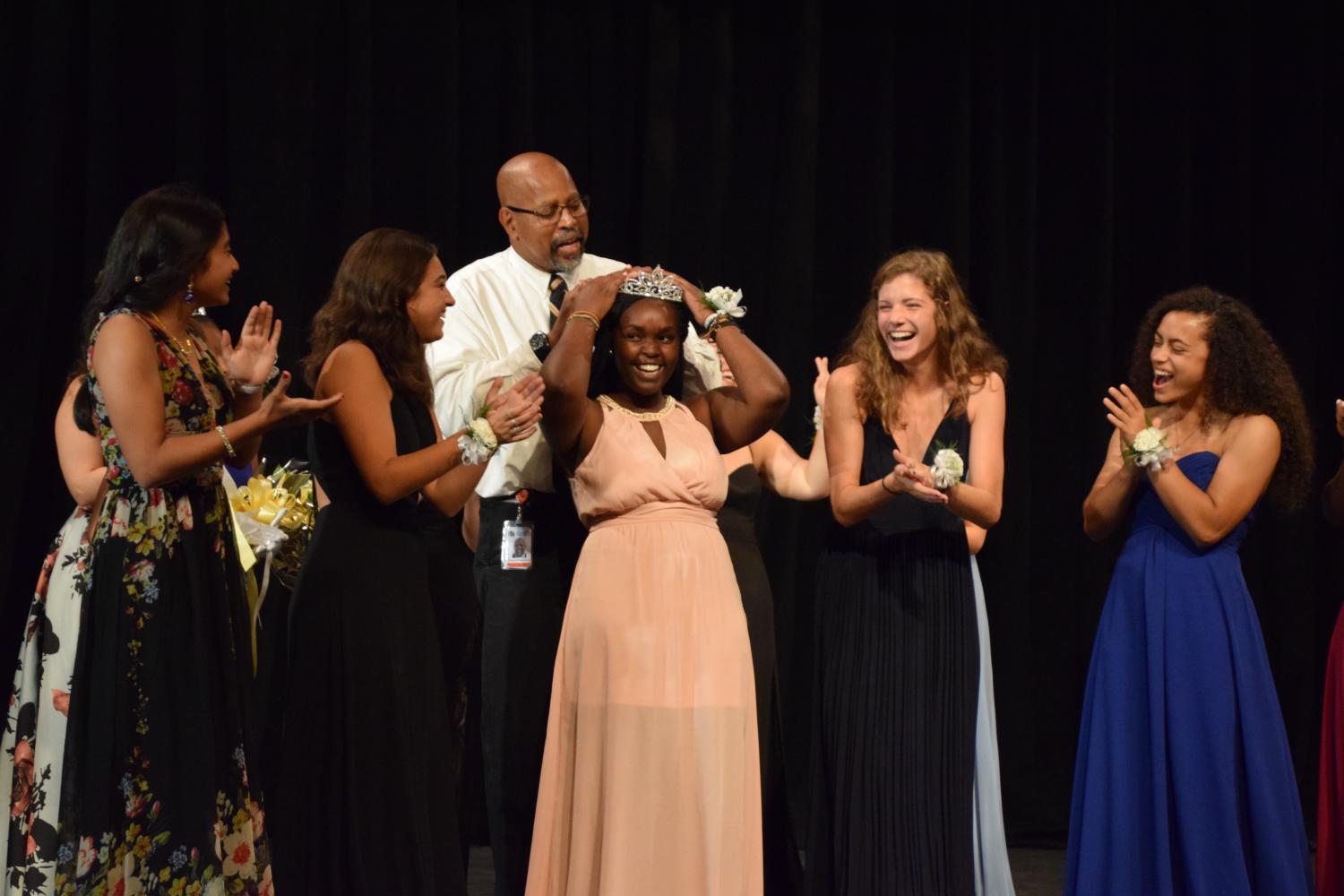 Senior Doreen Moranga is all smiles while being crowned Homecoming Queen. Sept, 13. 