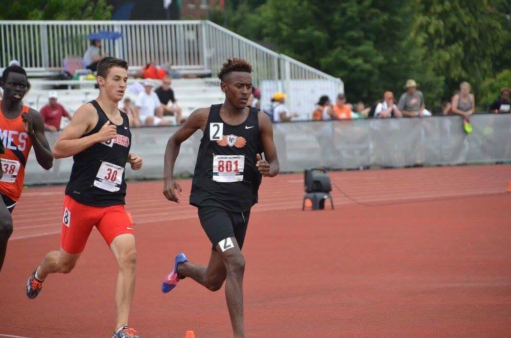 Senior Abati Dedefo competes in the open 1500 meter finals at the USATF National Junior Olympic Meet in Lawrence, Kansas on July 28. Abati finished the race in seventh place with a time of 4:06.78.
