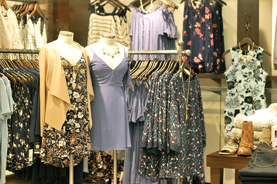 Dresses featured at Dry Goods. With high price, these dresses offer a higher quality style.
