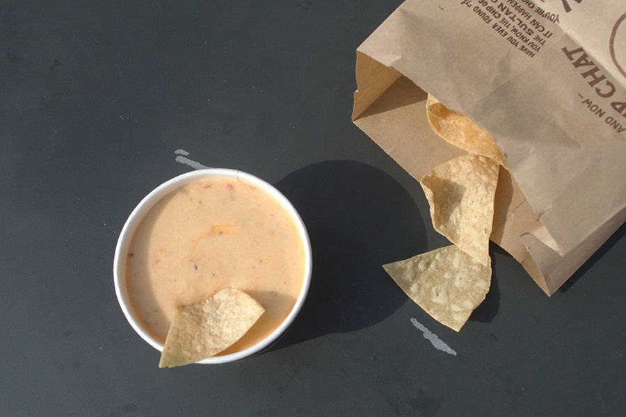Chipotle released its new queso dip on September 12. The dip is made with milk and cheddar and is seasoned with jalapeños, tomatillos, and other spices.