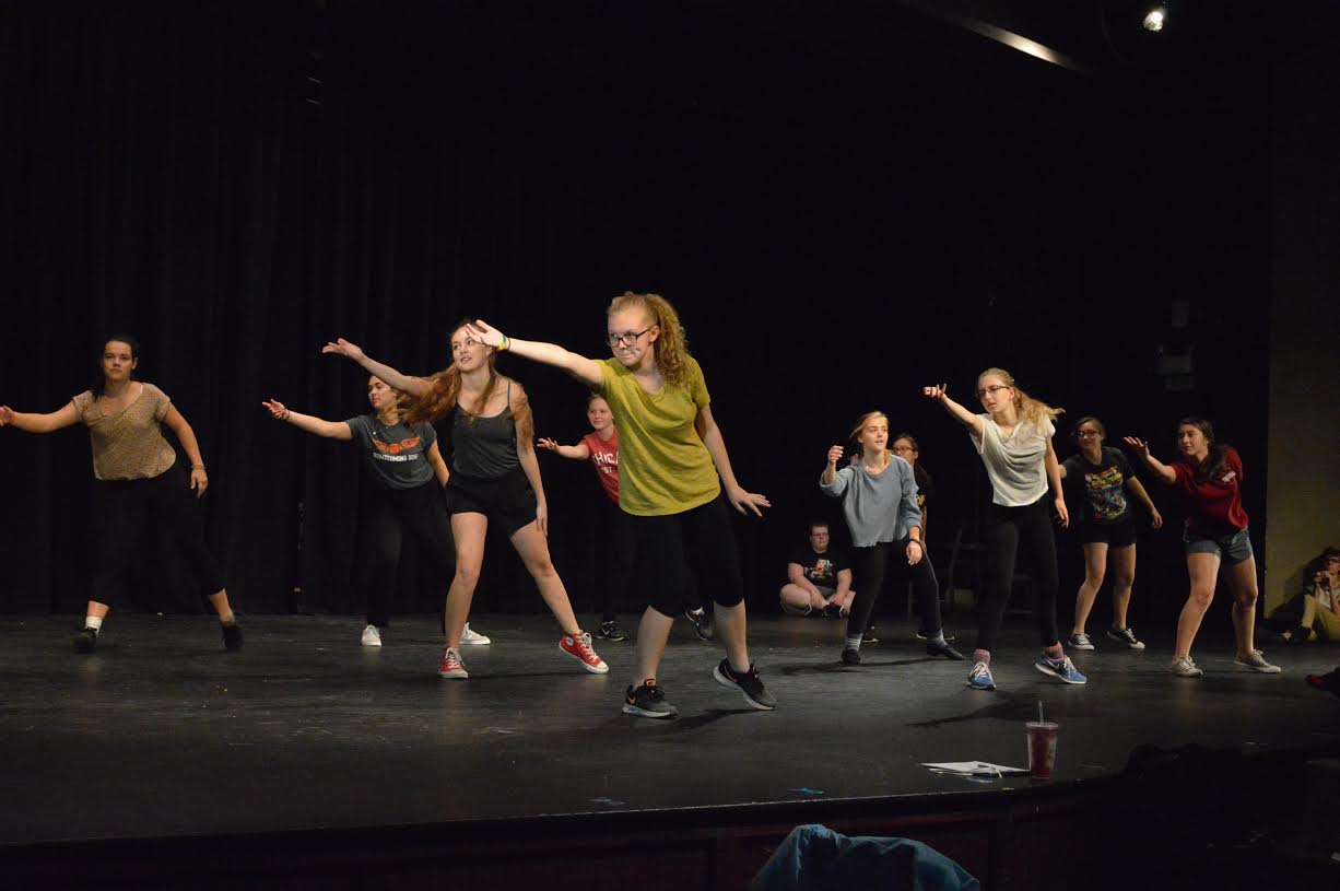 Theater members practice a dance routine for the upcoming musical Big Fish, Sept. 20.