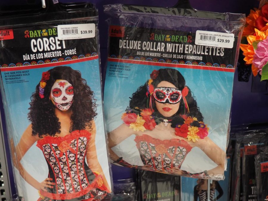 Day of the Dead costumes on display at Party City. 