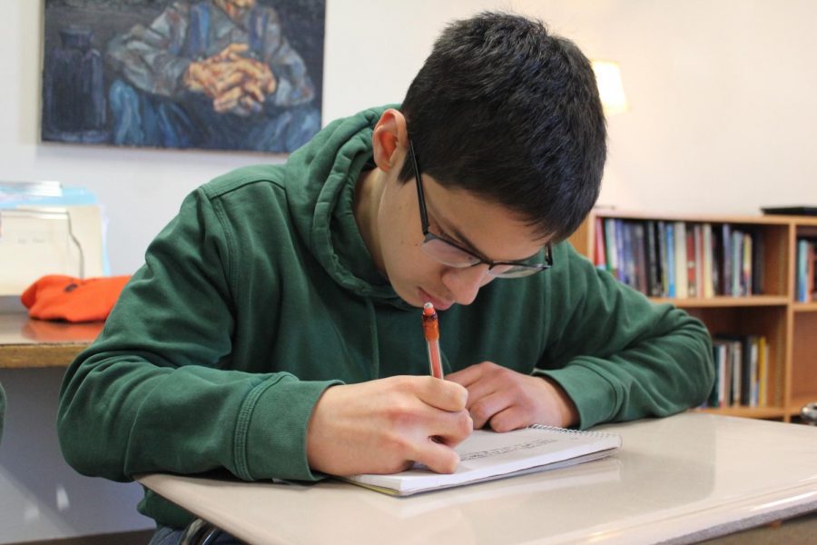 Junior Jack Ostrovsky works in class on November 9. Ostrovsky scored a 36 on his first ACT in September.