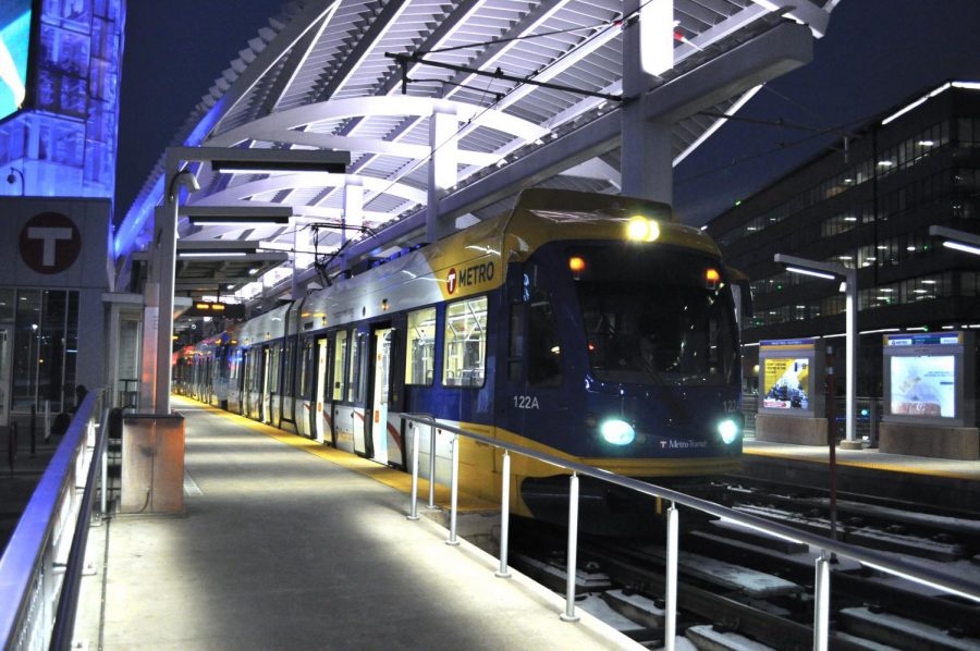 The Metro Transit light rail pulls into Target Field Station marking its way to the Mall of America. A light rail station will be built at Wooddale in 2019. 