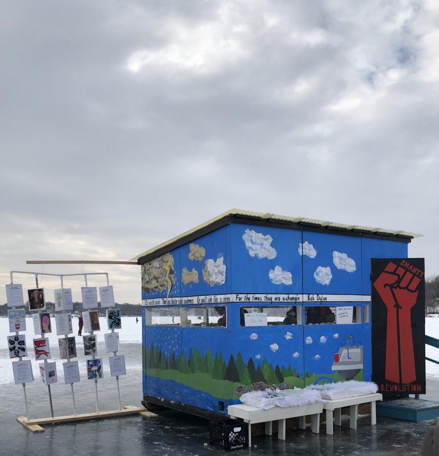 The Revolution Shanty by Cecily Spano, Megan Marsnik and students in the REV 180 community at Southwest High School. This shanty featured the students struggles and goals for the future on the interior walls.