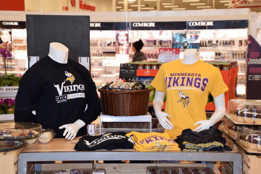 Target at Knollwood displays a selection of Minnesota Vikings gear and food following their win Jan. 14. They will play for the NFC Championship Sunday, Jan. 21.