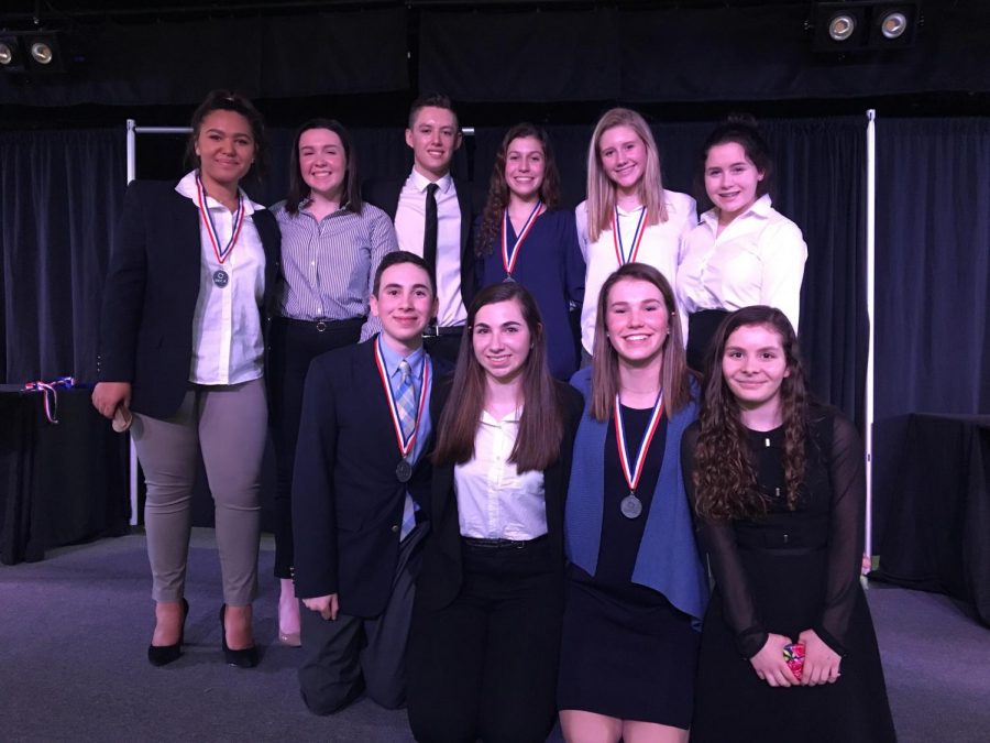 Park DECA members line up after the award ceremony luncheon on Jan. 29 at the Medina Ballroom. Juniors Alexis Machoka, Mazie Lainsbury, Paige Slavik, Yonah Davis and Rachel Salzer will compete at State in March
