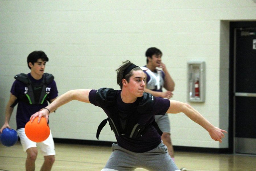 Senior Mitchell Vortherms participates in a dodgeball game during Snodaze week. Seniors Mahamed Mahamed, Megan Perkins and Hanna Schechter are hosting a fundraiser in the form of a dodgeball tournament April 18 in the old gym. 