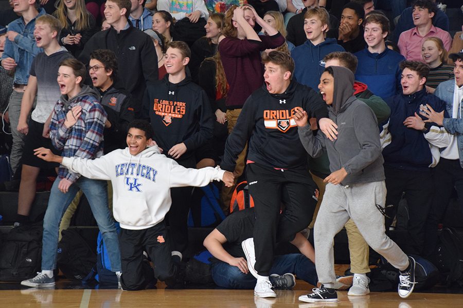 Juniors react during Fridays pep fest  Friday Feb. 16. The event calendar for the week was announced at the pep fest. 