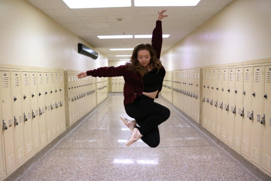 (Photo Illustration) of Ana Armbrecht leaping Feb. 7. Armbrecht dances as a hobby outside of school. 