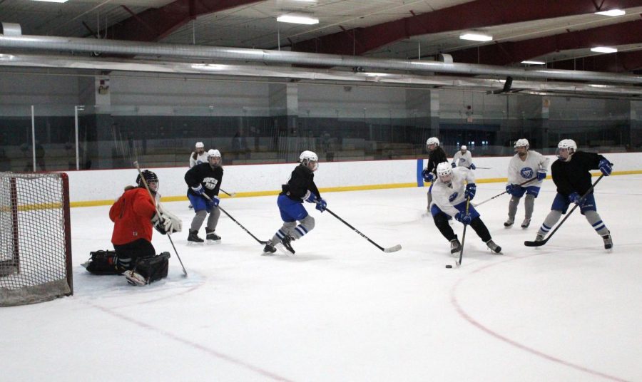 The girls hockey team practices their power play and penalty kill units as they prepare for their upcoming Section game. The team plays Cretin-Derham Hall at 2:15 p.m. Feb. 10 at the Parade Ice Gardens.