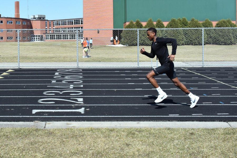 Senior Abati Dedefo attends track practice April 23. Dedefo will be attending the University of Sioux Falls next year running collegiate track.
