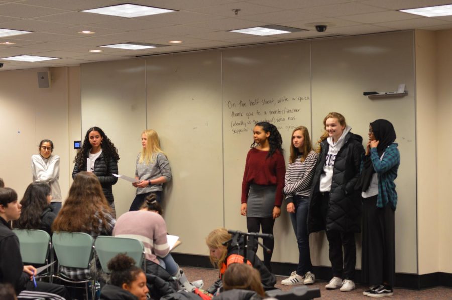 New NHS officers accept their positions during an NHS meeting April 4. The officers will be officially inducted later this month.
