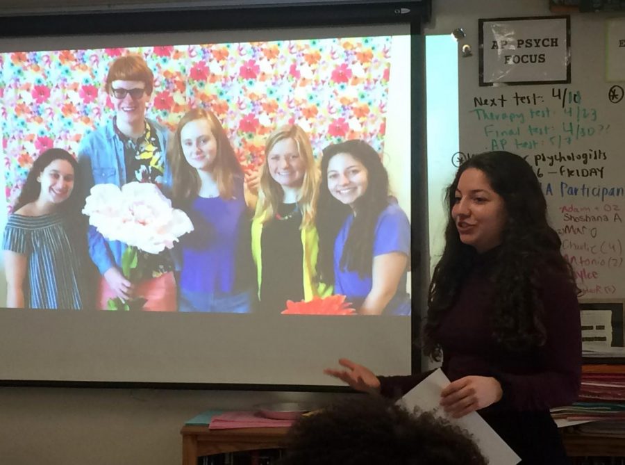 New public relations officer junior Leila Raymond speaks during Student Council elections April 12. Candidates running for an officer position were required to each present a speech.