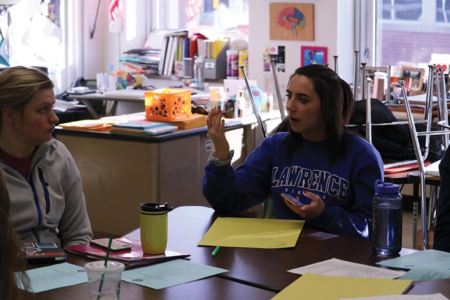 Sophomore Anna Wert talks about her Prom theme ideas with Sarah
Lindenberg as well as the rest of the Prom committee. Prom will take place May 5.