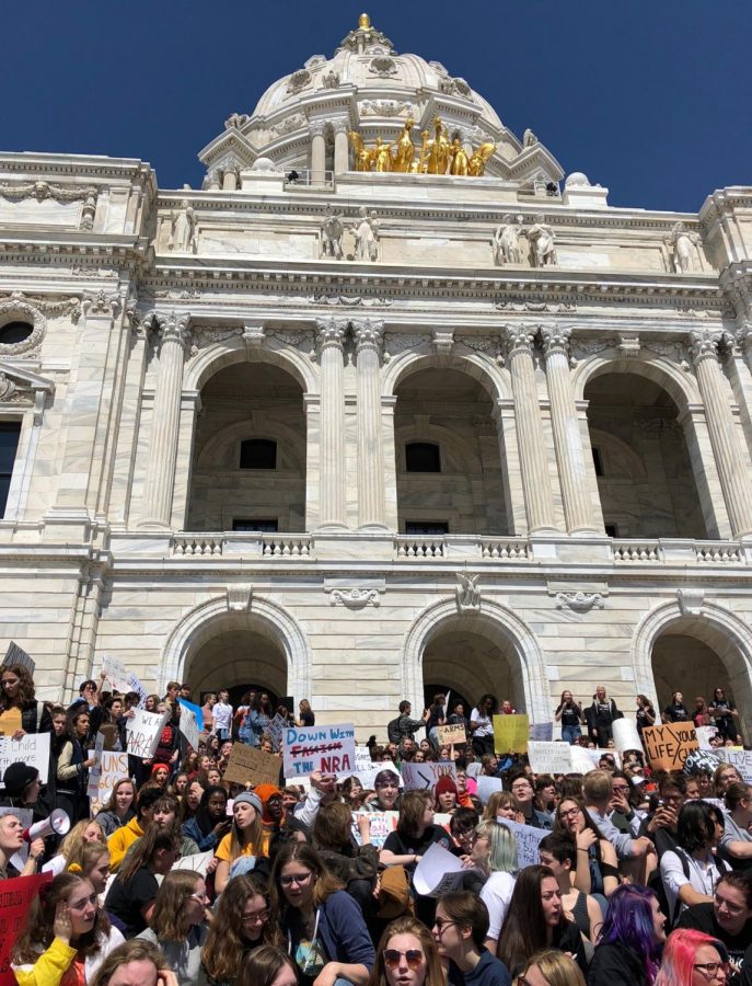 Students fight for gun regulations at a rally. The event took place 1-4 p.m. April 20 at the Minnesota capital.