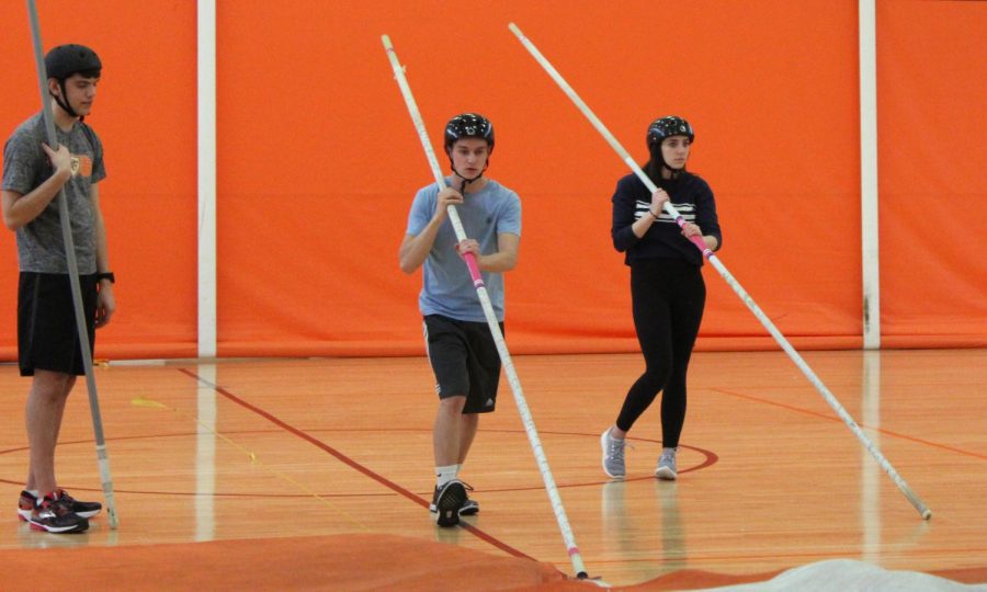 Sophomore Will Schweitering works on pole vaulting at practice April 10. The April 17 track meet was cancelled. 