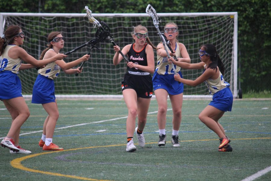 Junior Grace Lynch looks for an open teammate to pass to. Park won its first Sections game 10-7.