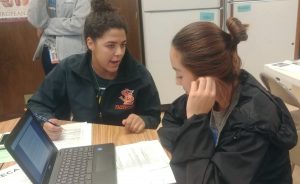 Seniors Anya Morrsion and Susanna Hu discuss their preparation plan for the upcoming DECA competitions.