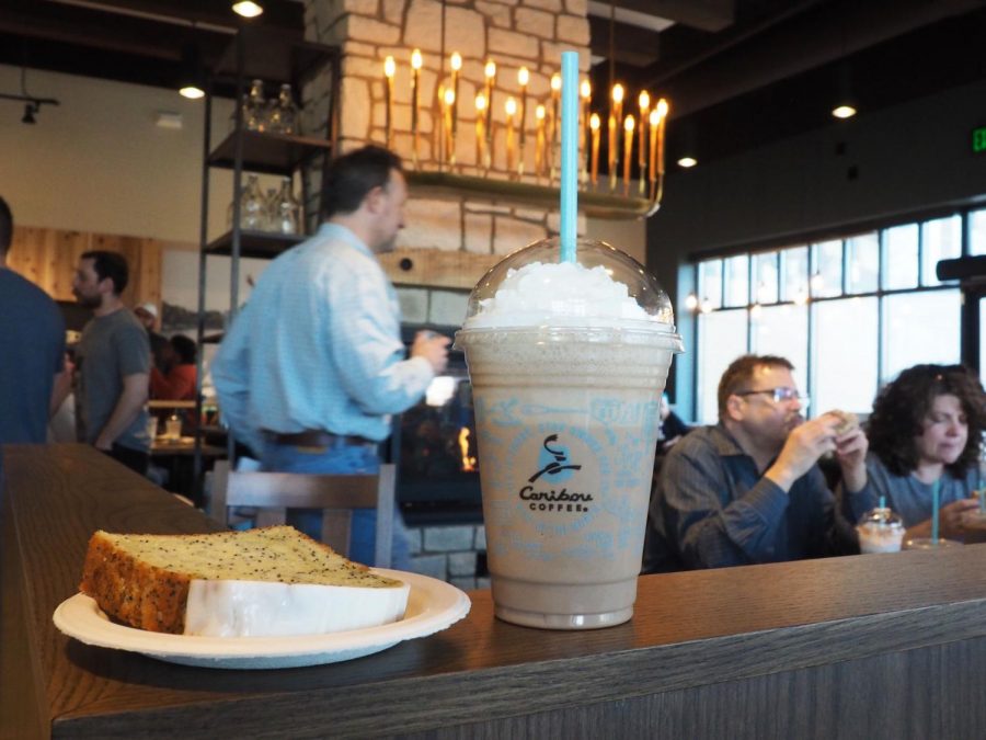 A+cold+press+shake+and+lemon+poppy+seed+bread+from+the+new+Caribou+Coffee+store+in+Edina+at+an+invite+only+event+March+25.+The+store+features+a+new+interior+design+and+food+and+drink+options+unique+to+the+location+which+opens+March+27.