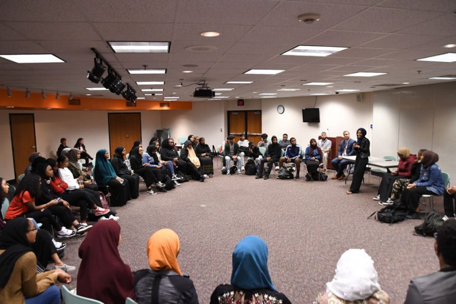 Rep. Ilhan Omar addressed a room full of students in C350. Omar shared her personal experiences with Park students and gave them insight on what it was like to run for office as an immigrant. 