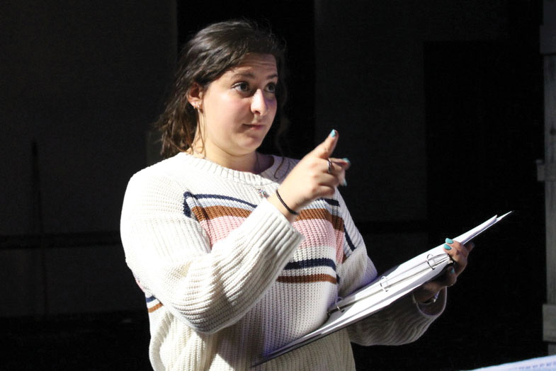 Junior Carly Joseph positions her cast for the play she co-wrote and directed, “The Only Star I Remember” Jan. 19. Performances were held Jan. 23, 24 and 26.